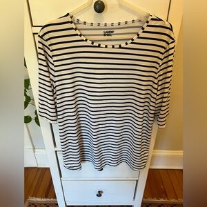 Lands' End Women's Striped Navy and White rash guard large cooling fabric